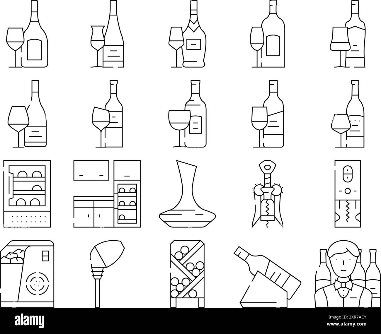 wine glass alcohol winery icons set vector Stock Vector Image & Art - Alamy