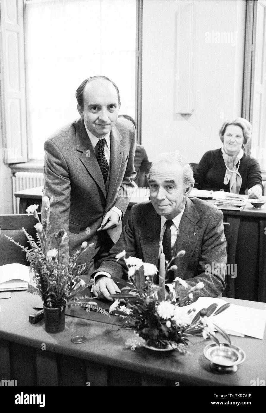 2 new Haarlem council members, Haarlem Municipal Council, Haarlem, The Netherlands, 17-12-1980, Whizgle Dutch News: Historic Images Tailored for the Future. Explore The Netherlands past with modern perspectives through Dutch agency imagery. Bridging yesterday's events with tomorrow's insights. Embark on a timeless journey with stories that shape our future. Stock Photo