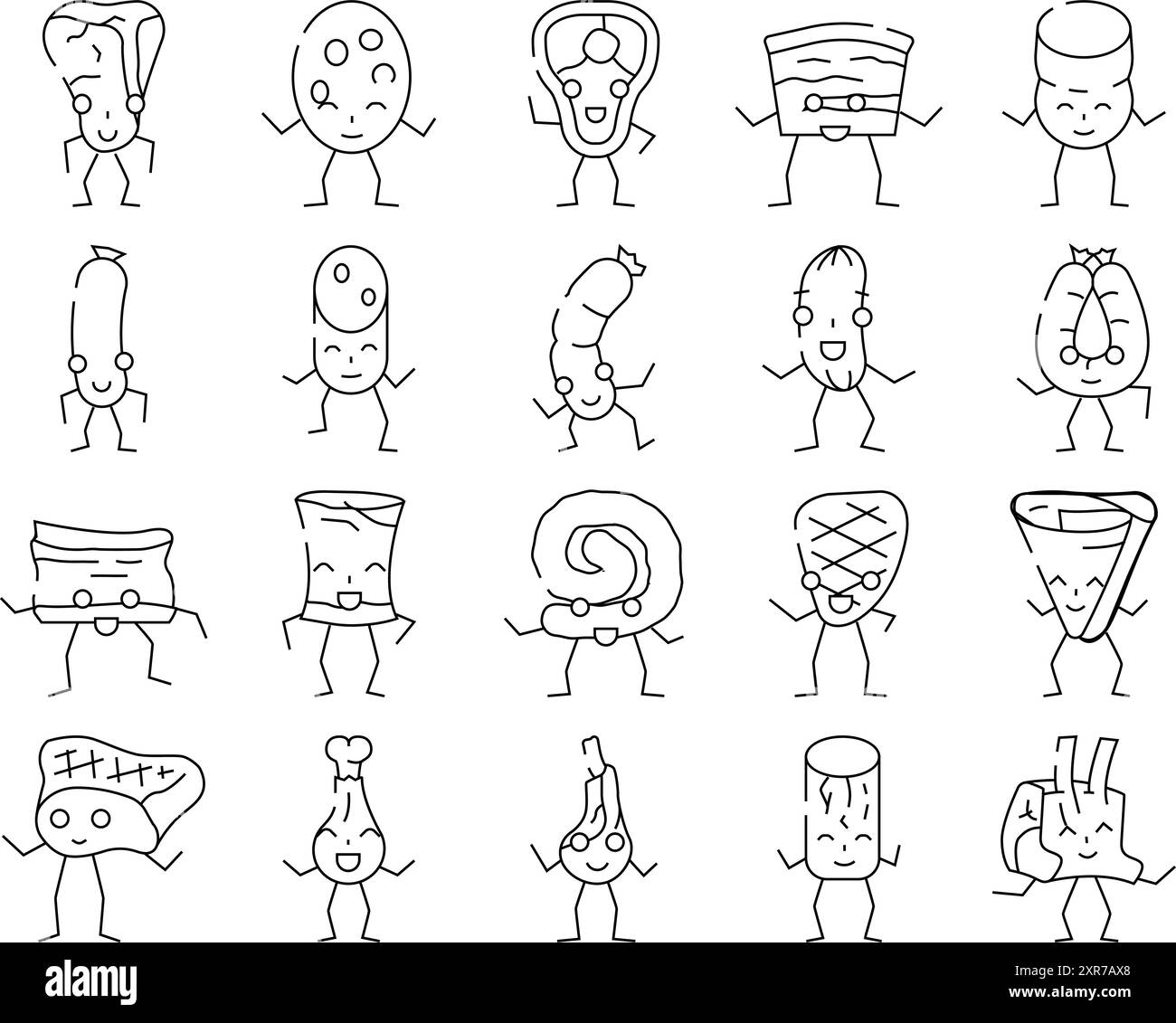 meat character food meal icons set vector Stock Vector Image & Art - Alamy