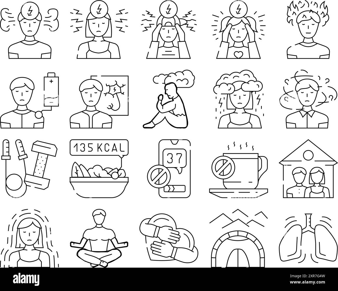 stress headache depression icons set vector Stock Vector Image & Art ...