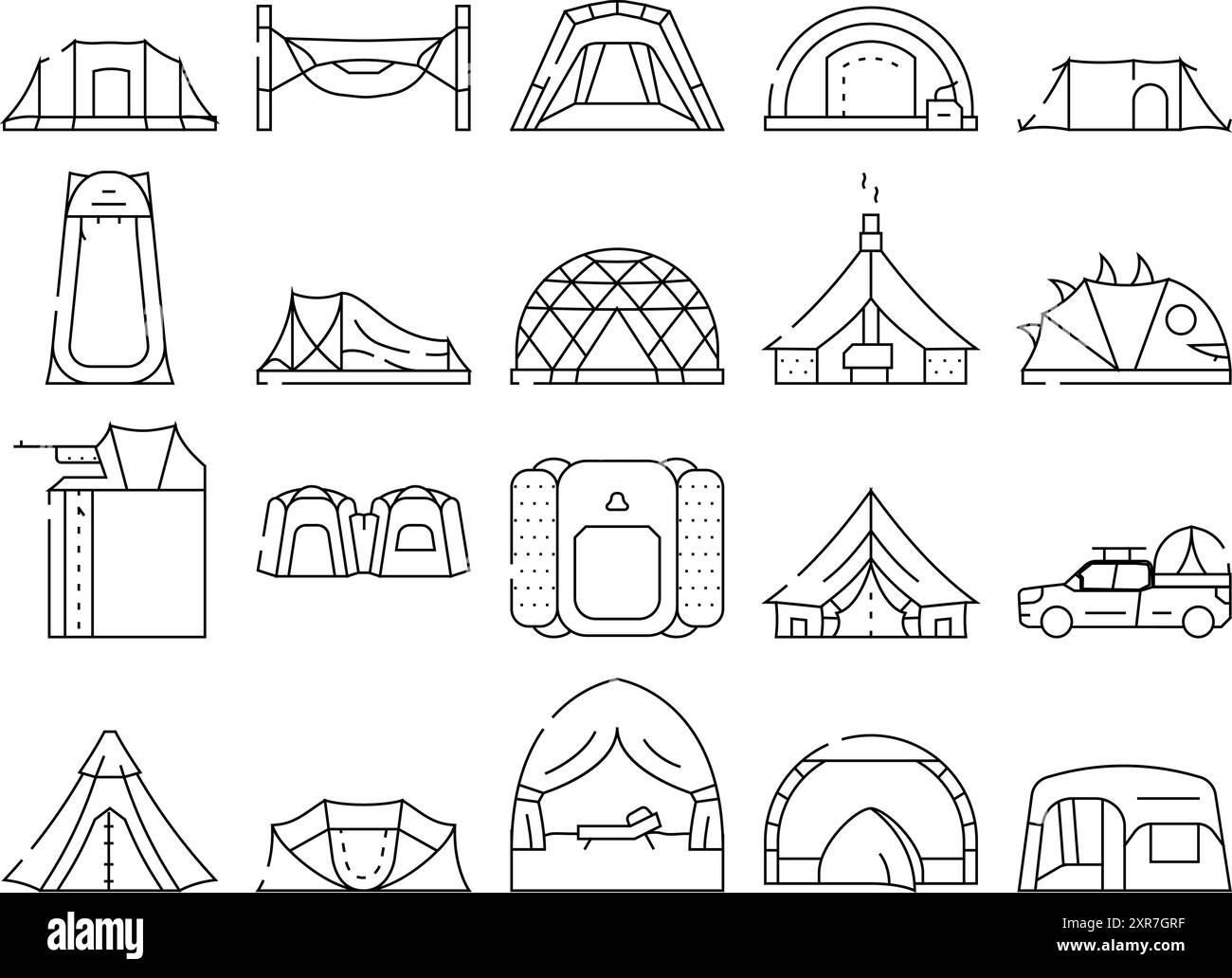 tent equipment tourism icons set vector Stock Vector Image & Art - Alamy