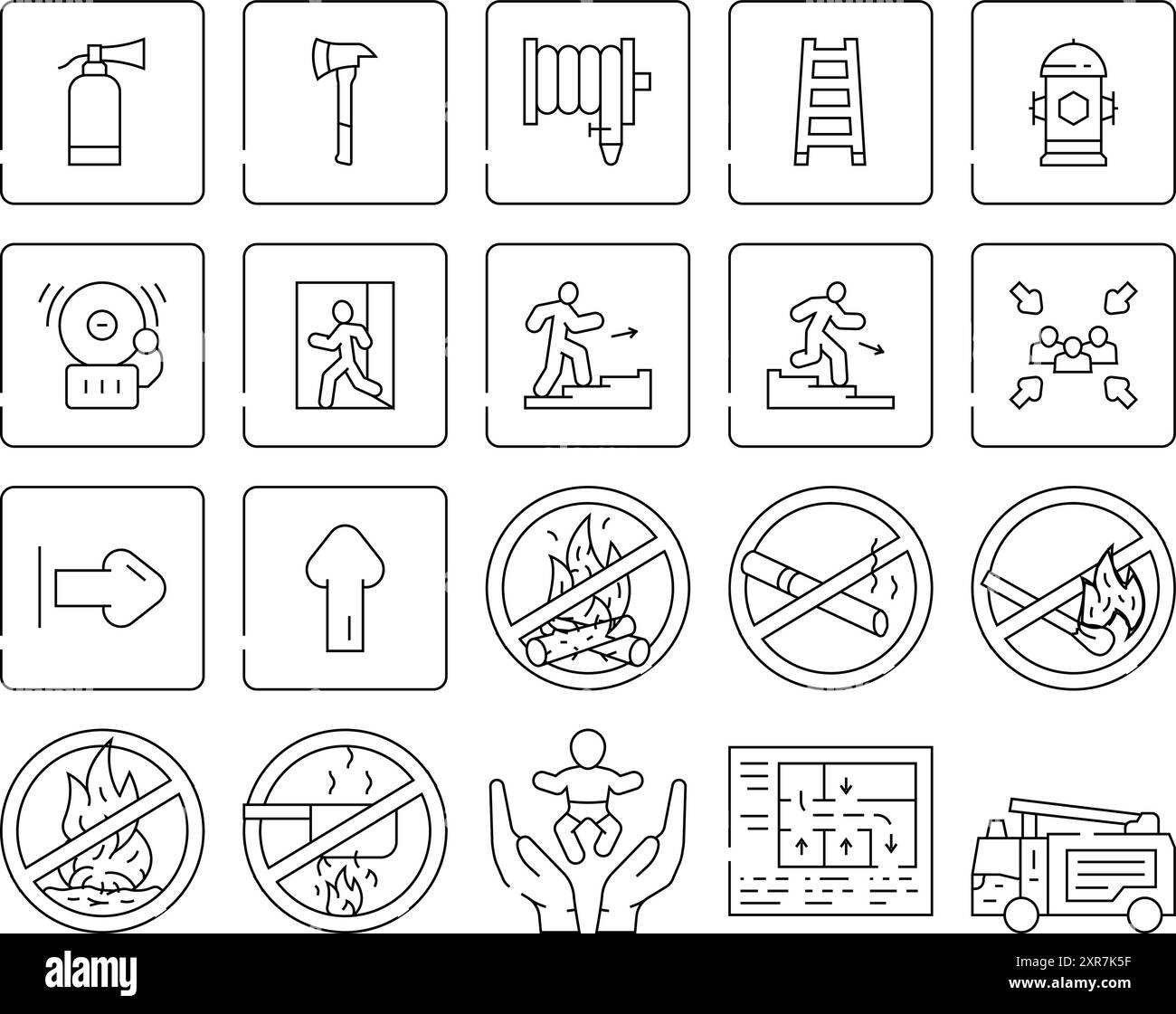 emergency fire exit safety escape icons set vector Stock Vector Image ...