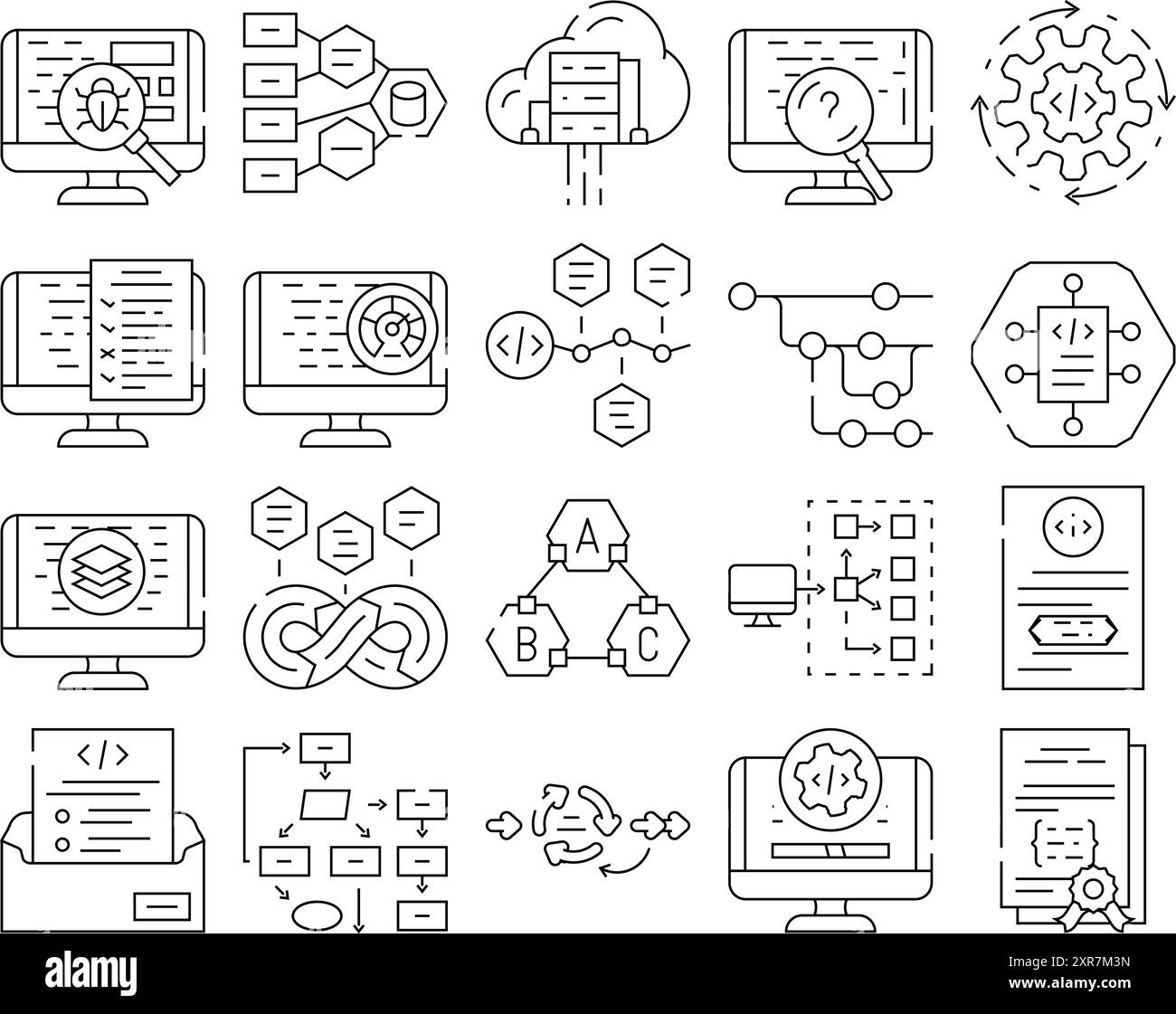 software compute, engineer icons set vector Stock Vector