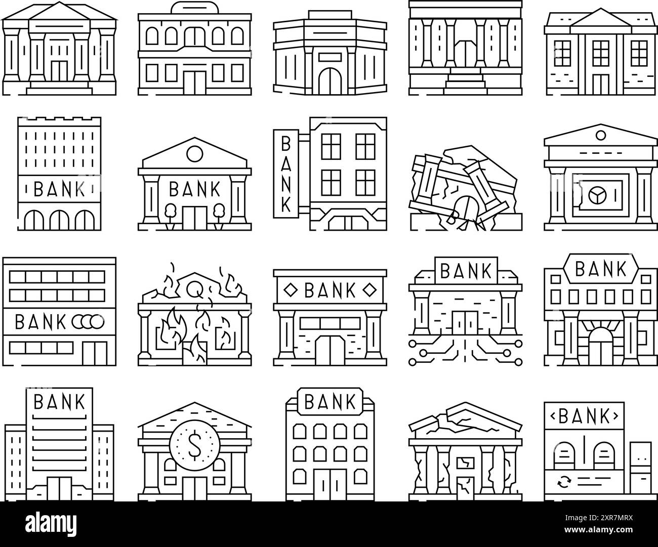 bank building business finance icons set vector Stock Vector Image ...