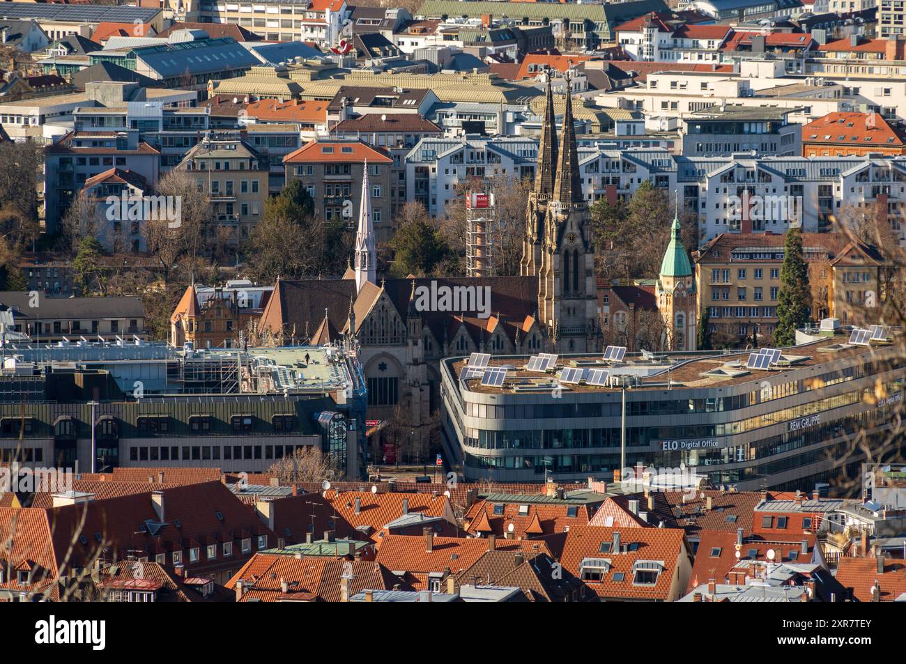 The City views of Stuttgart from a high Overlook, Stuttgart, Germany ...