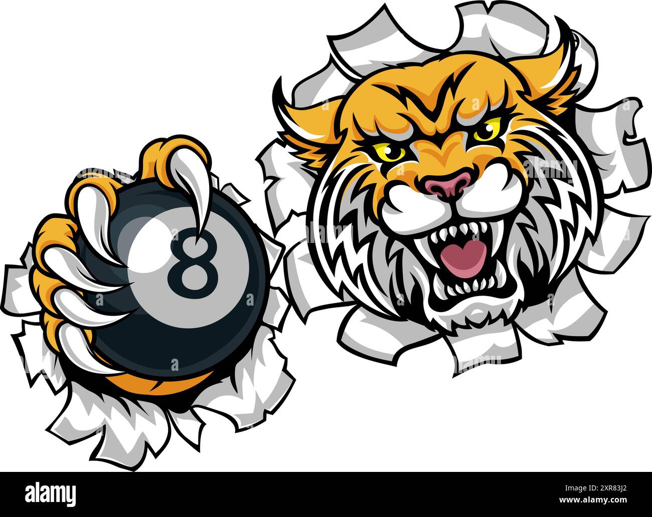 Wildcat Angry Pool 8 Ball Billiards Mascot Cartoon Stock Vector Image ...