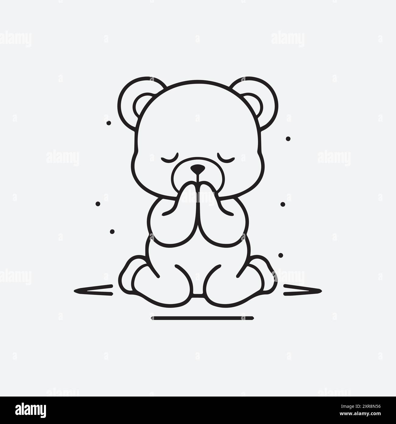 Vector isolated cute cartoon sitting baby wild cat cub colorless black