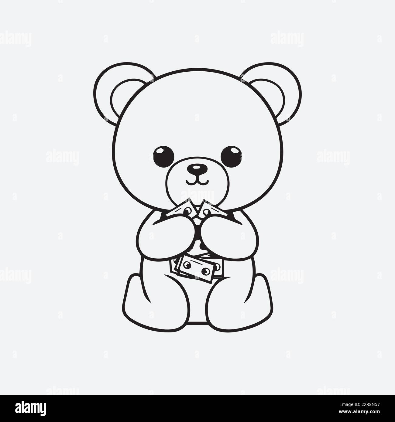 Vector isolated cute cartoon sitting baby wild cat cub colorless black