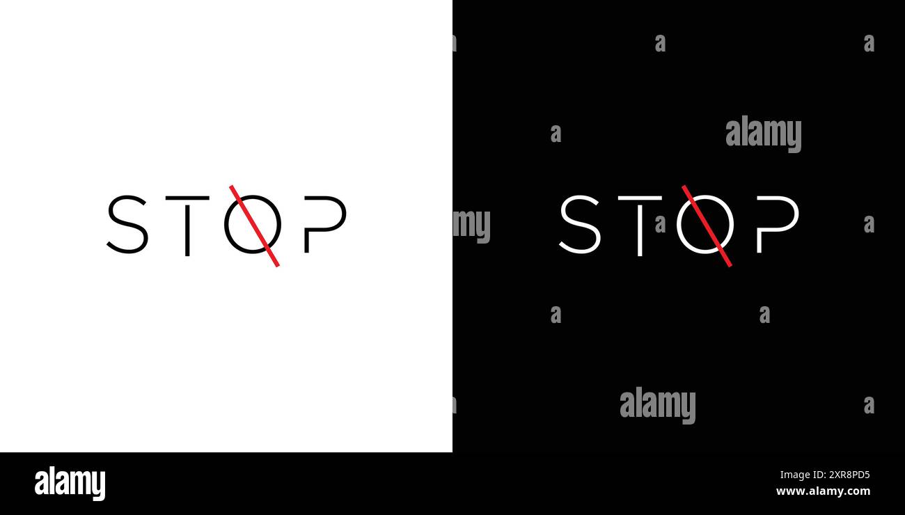 Simple and Unique Stop logo design Stock Vector