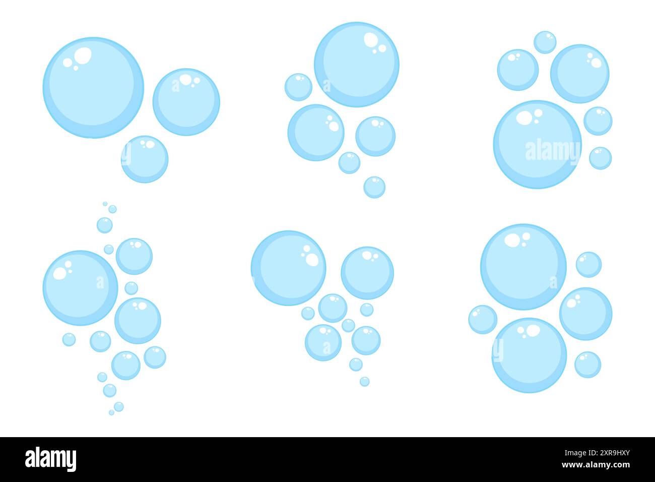 Air bubbles flat set, soap foam oxygen bubbles, vector design elements isolate Stock Vector