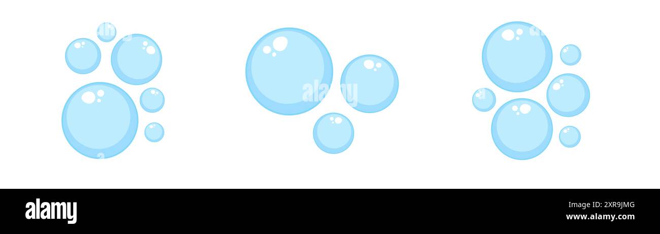 Air bubbles flat set, soap foam oxygen bubbles, vector design elements isolate Stock Vector