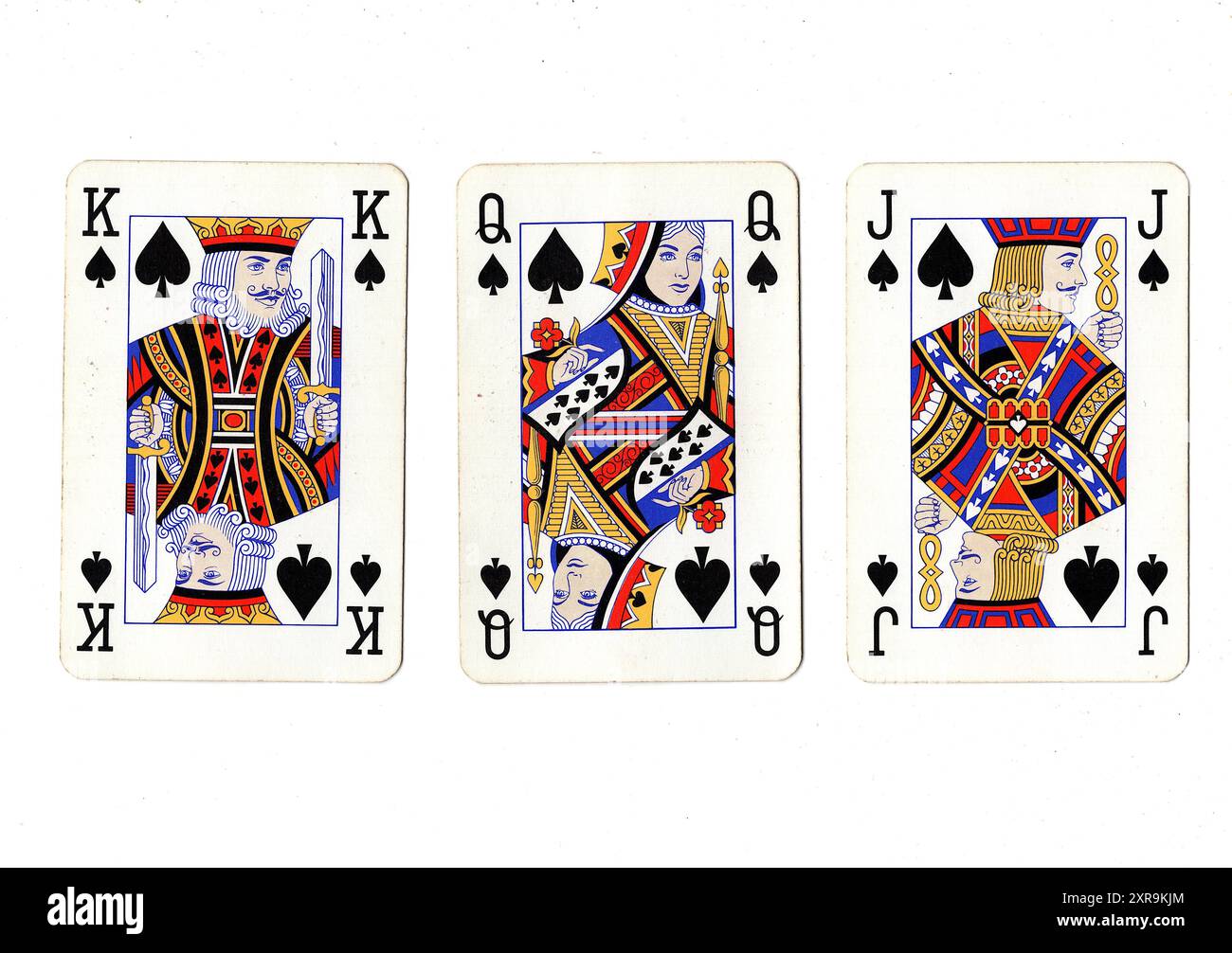 Spades Rundown Vintage playing cards showing a run of jack, queen and king of spades ...