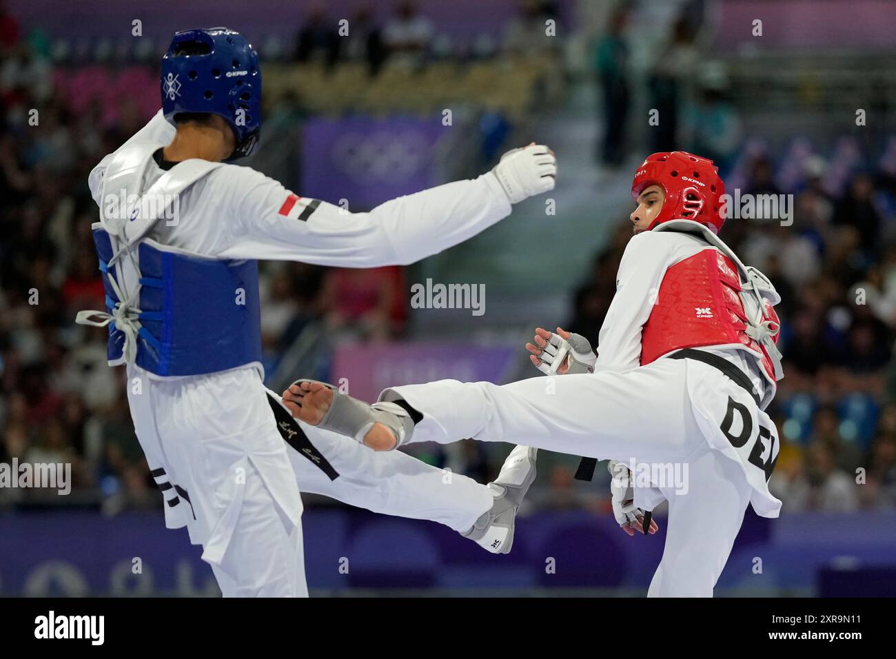 Egypt's Seif Eissa competes with Denmark's Edi Hrnic in a men's 80kg