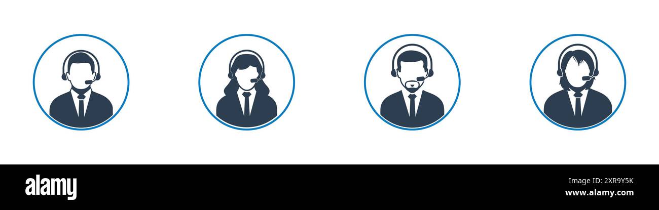 Customer Support Agent Icon Set. Editable Flat Vector Illustration ...