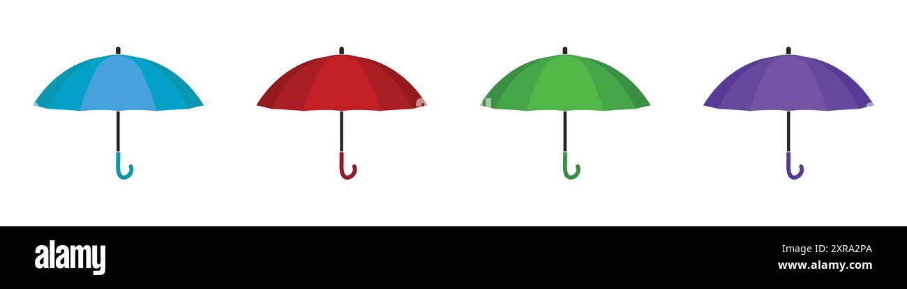 Umbrella Icon Set. Editable Flat Vector Illustration. Stock Vector