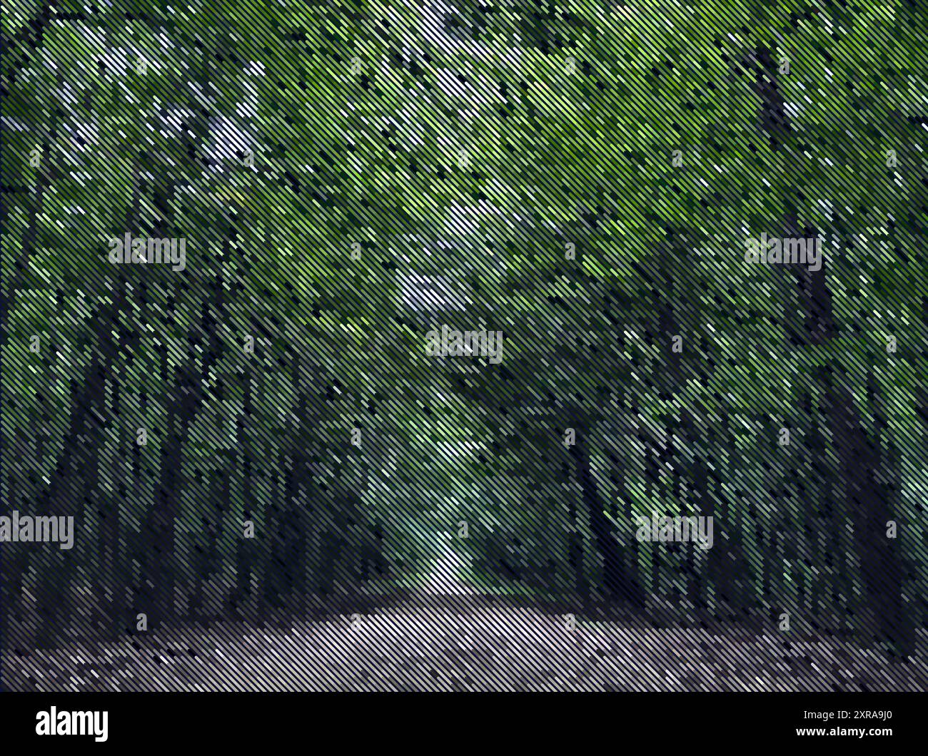 Pixelated Image - Path in the Woodland - Abstract Design Template in Editable Vector Format Stock Vector