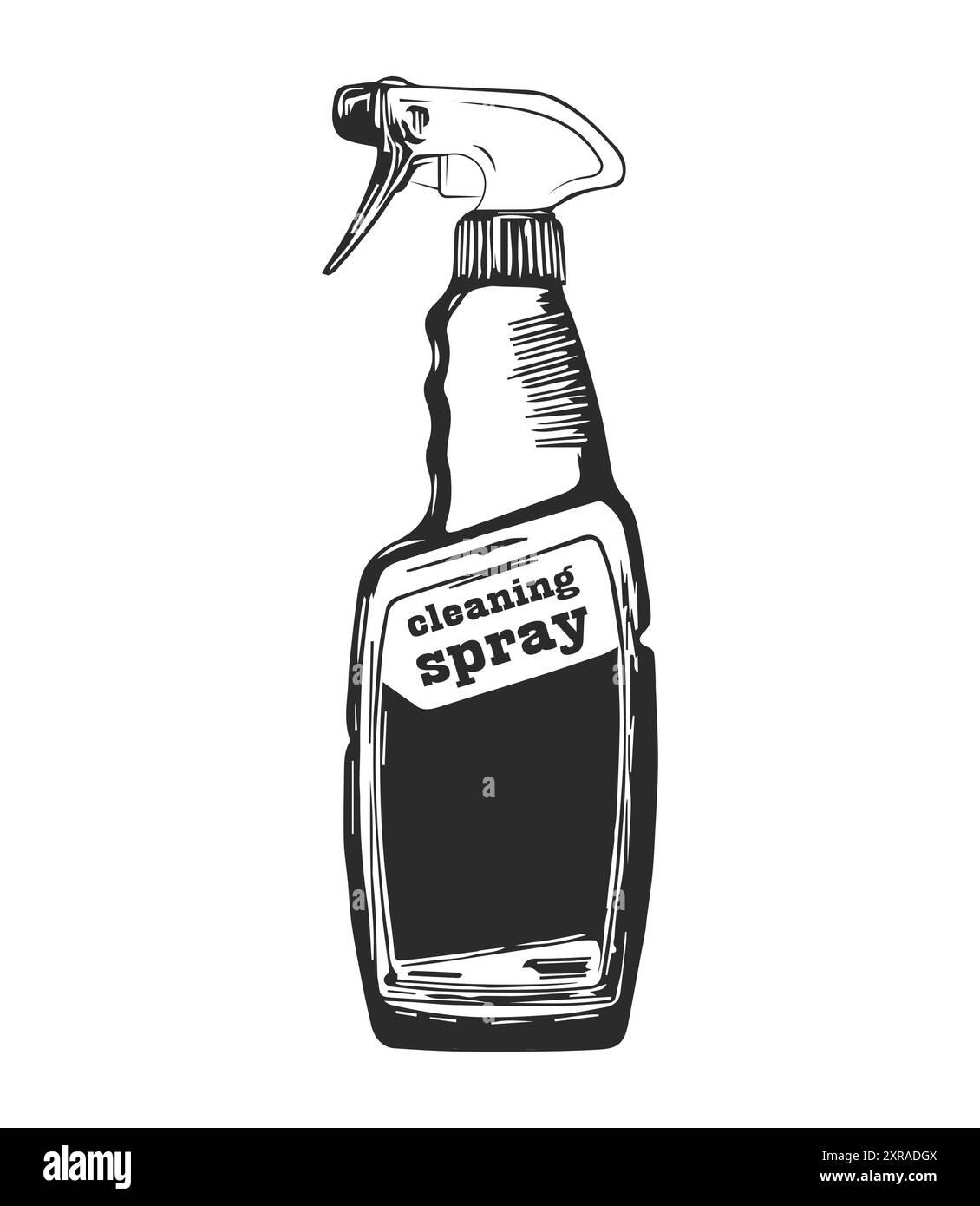 Cleaning spray bottle outline doodle icon. Black and white hand drawn ...