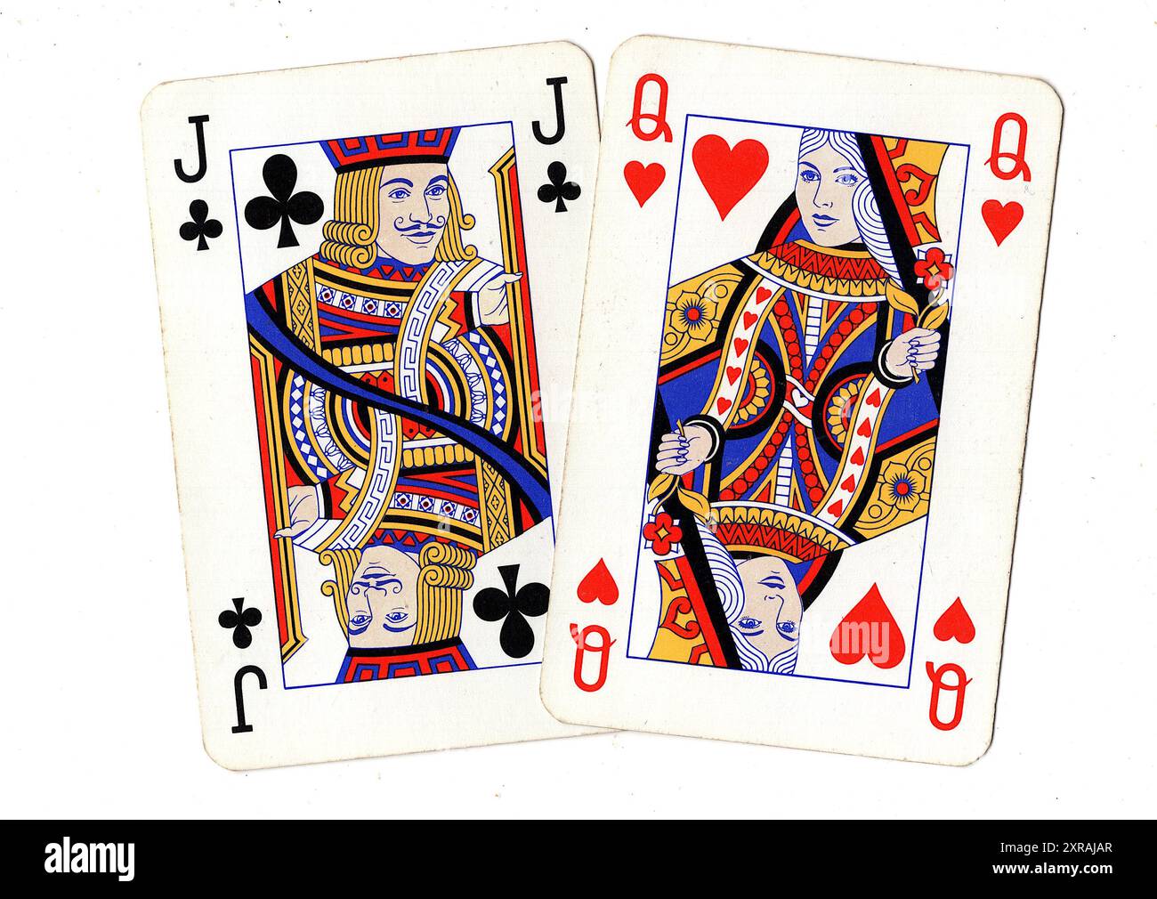 A pair of vintage pontoon playing cards on a white background. Stock Photo