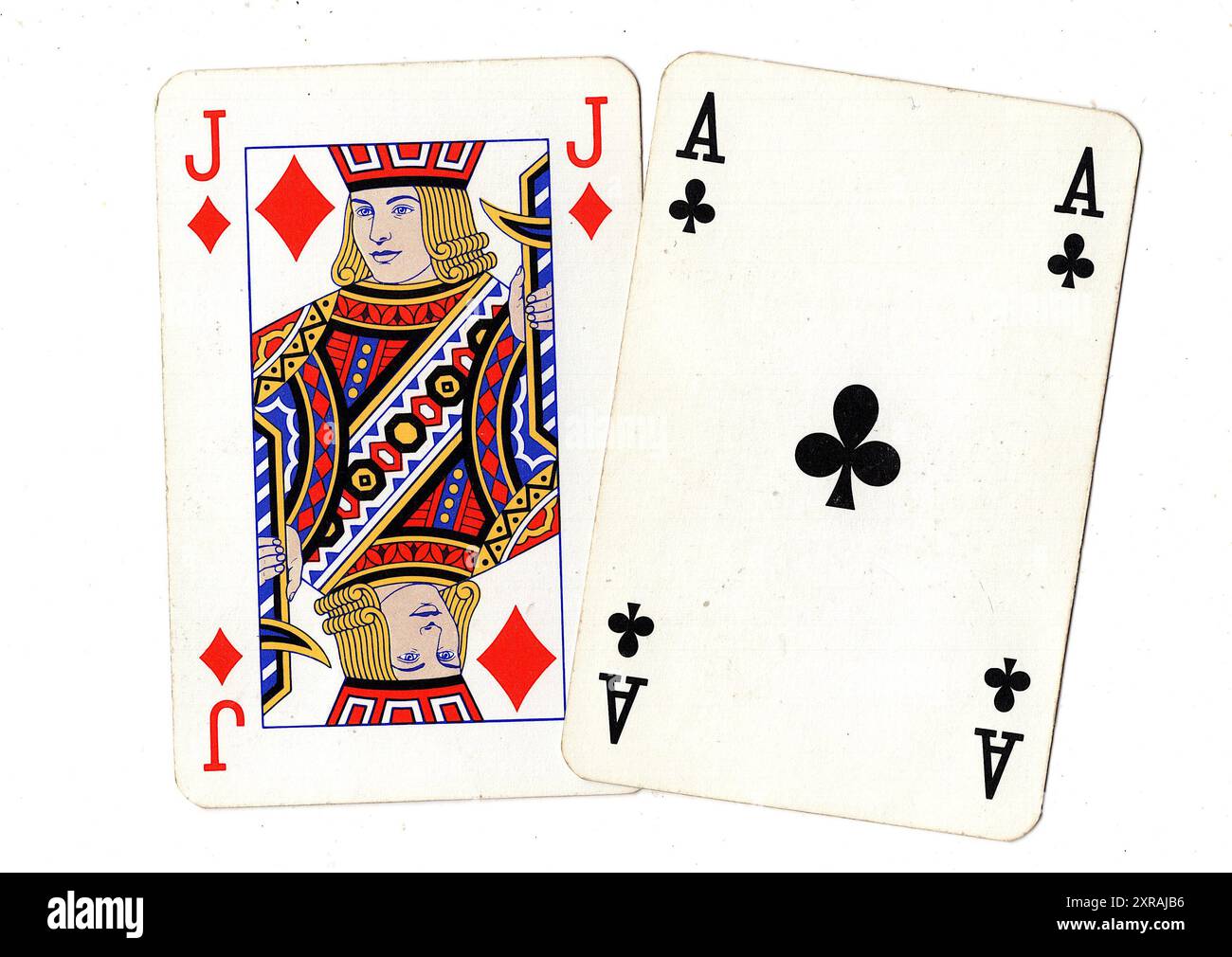 A pair of vintage pontoon playing cards on a white background. Stock Photo