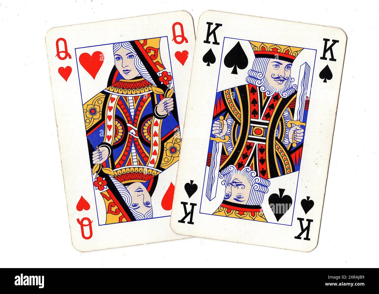 A pair of vintage pontoon playing cards on a white background. Stock Photo