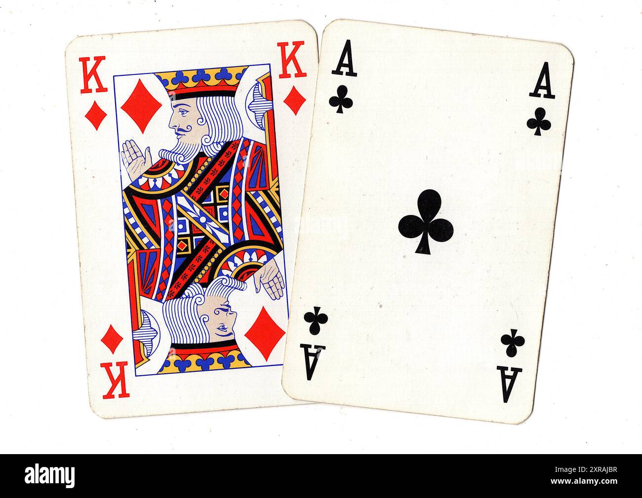 A pair of vintage pontoon playing cards on a white background. Stock Photo