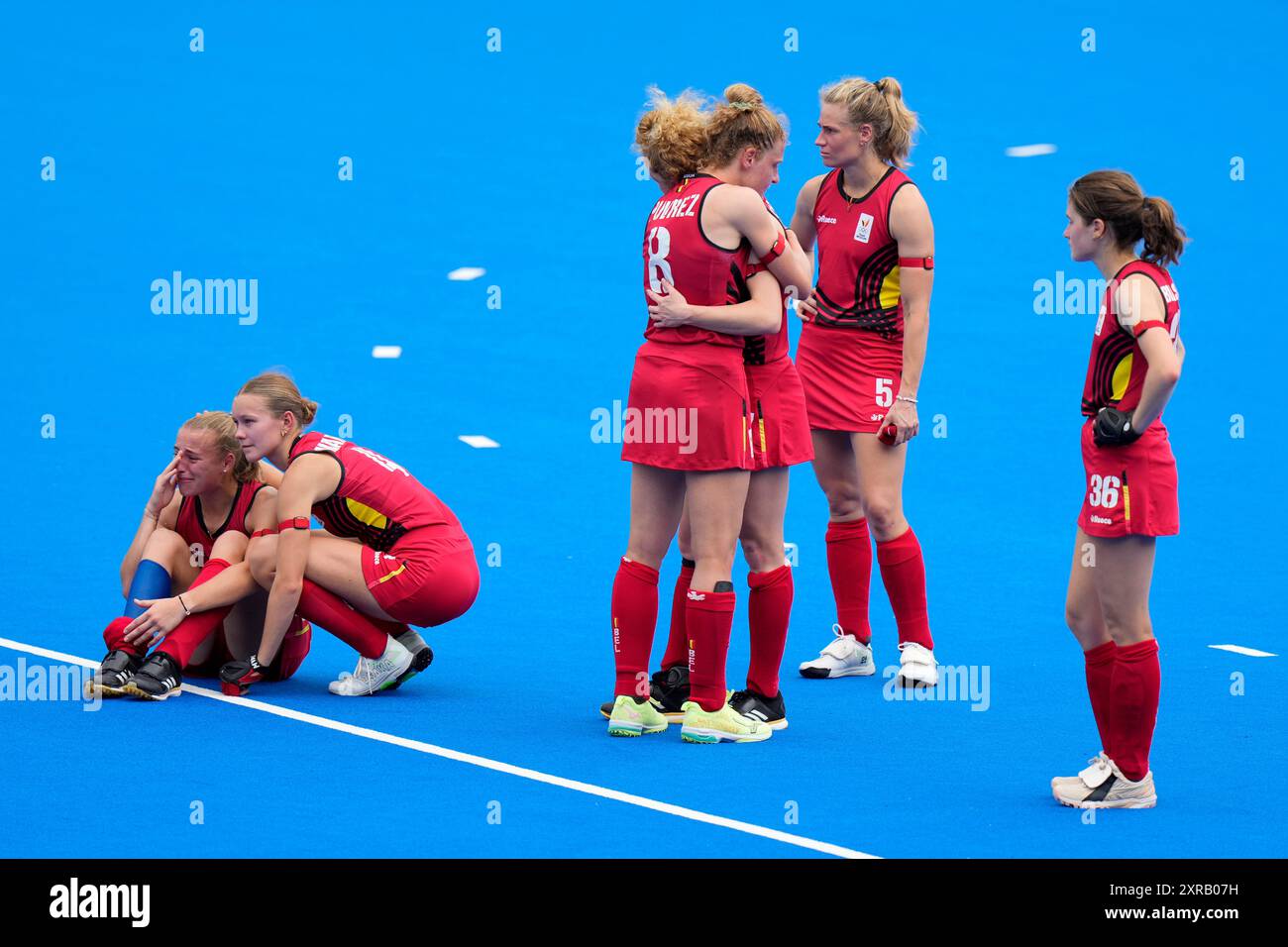 Belgium's players react after losing the women's bronze medal field ...