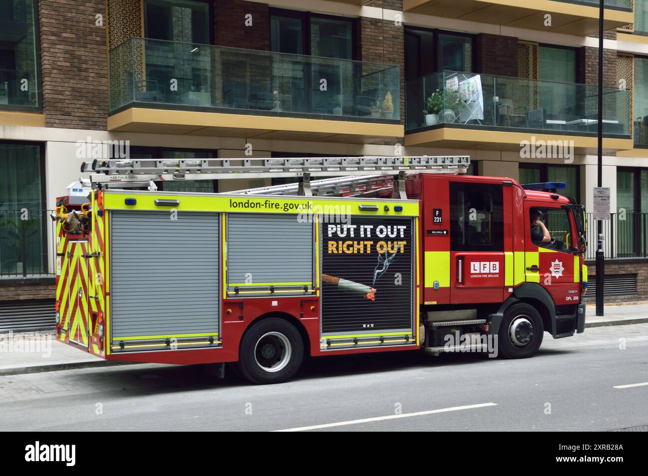 Various London Ambulance Service and London Fire Brigade vehicles were in attendance at the Riverscape construction site on Royal Crest Avenue in Silvertown, London Borough of Newham, E16 on 7th August.   The LFB sent a Command Unit as well as other specialist vehicles. Stock Photo