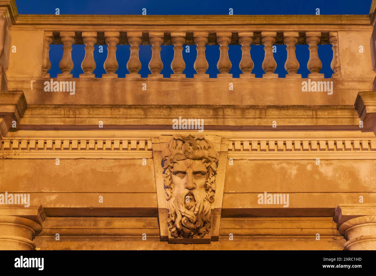 England, Kent, Folkestone, The Old Customs Hall, Head of The Greek God Poseidon Stock Photo