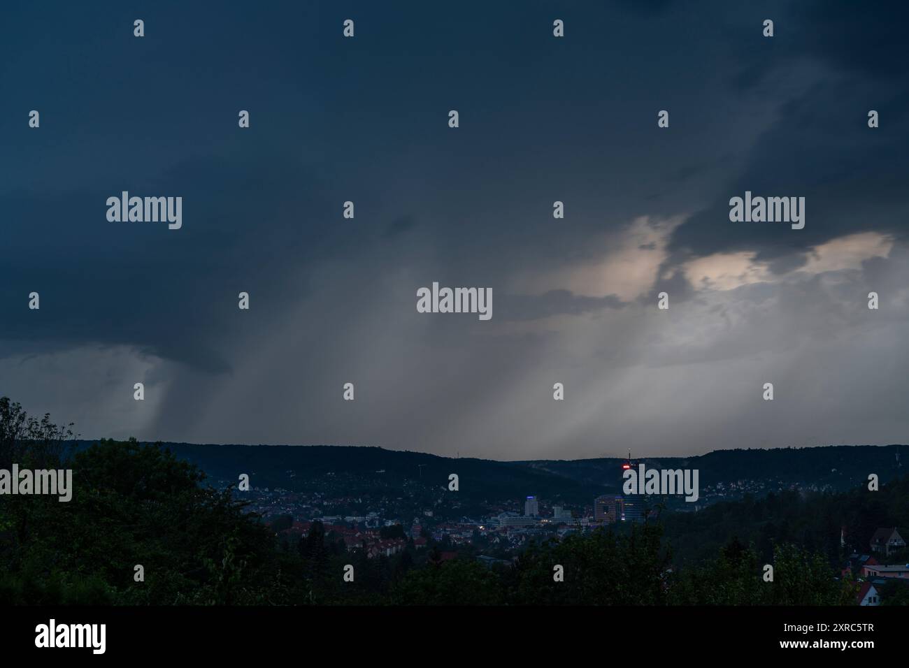 Supercell with heavy thunderstorm over Jena in Thuringia. Stock Photo