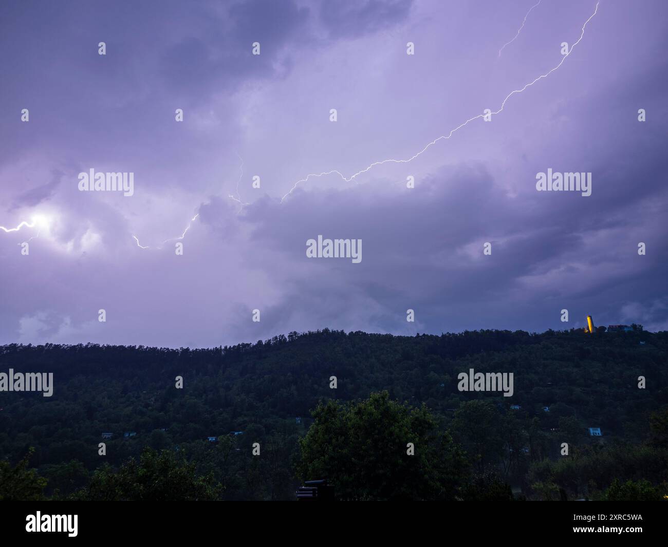 Supercell with heavy thunderstorm over Jena in Thuringia. Stock Photo