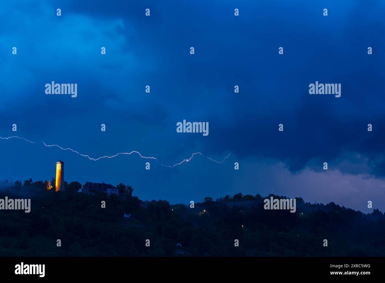 Supercell with heavy thunderstorm over Jena in Thuringia. Stock Photo