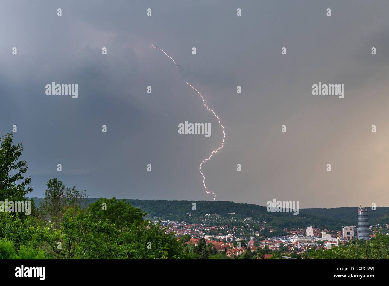 Supercell with heavy thunderstorm over Jena in Thuringia. Stock Photo