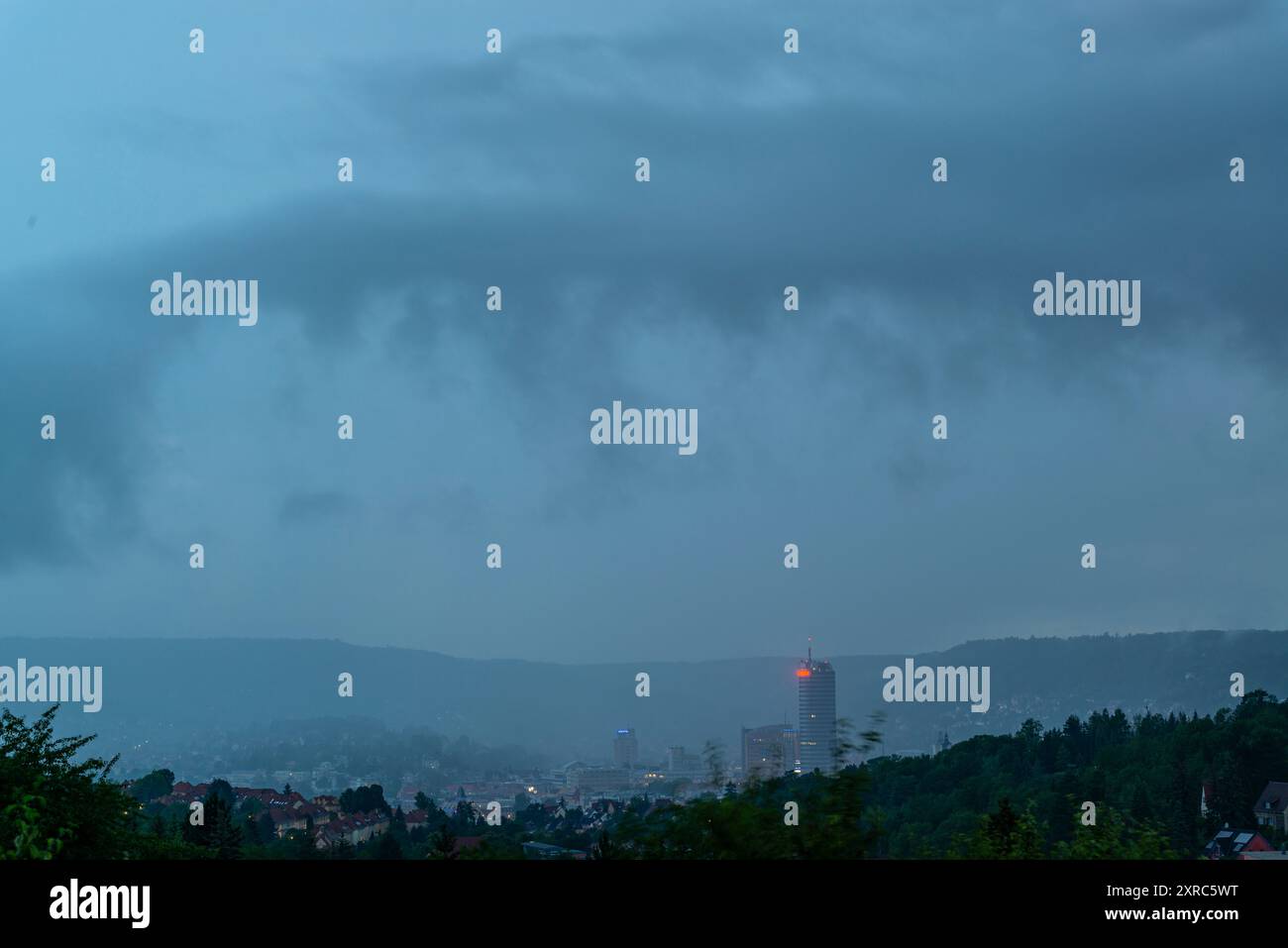 Supercell with heavy thunderstorm over Jena in Thuringia. Stock Photo