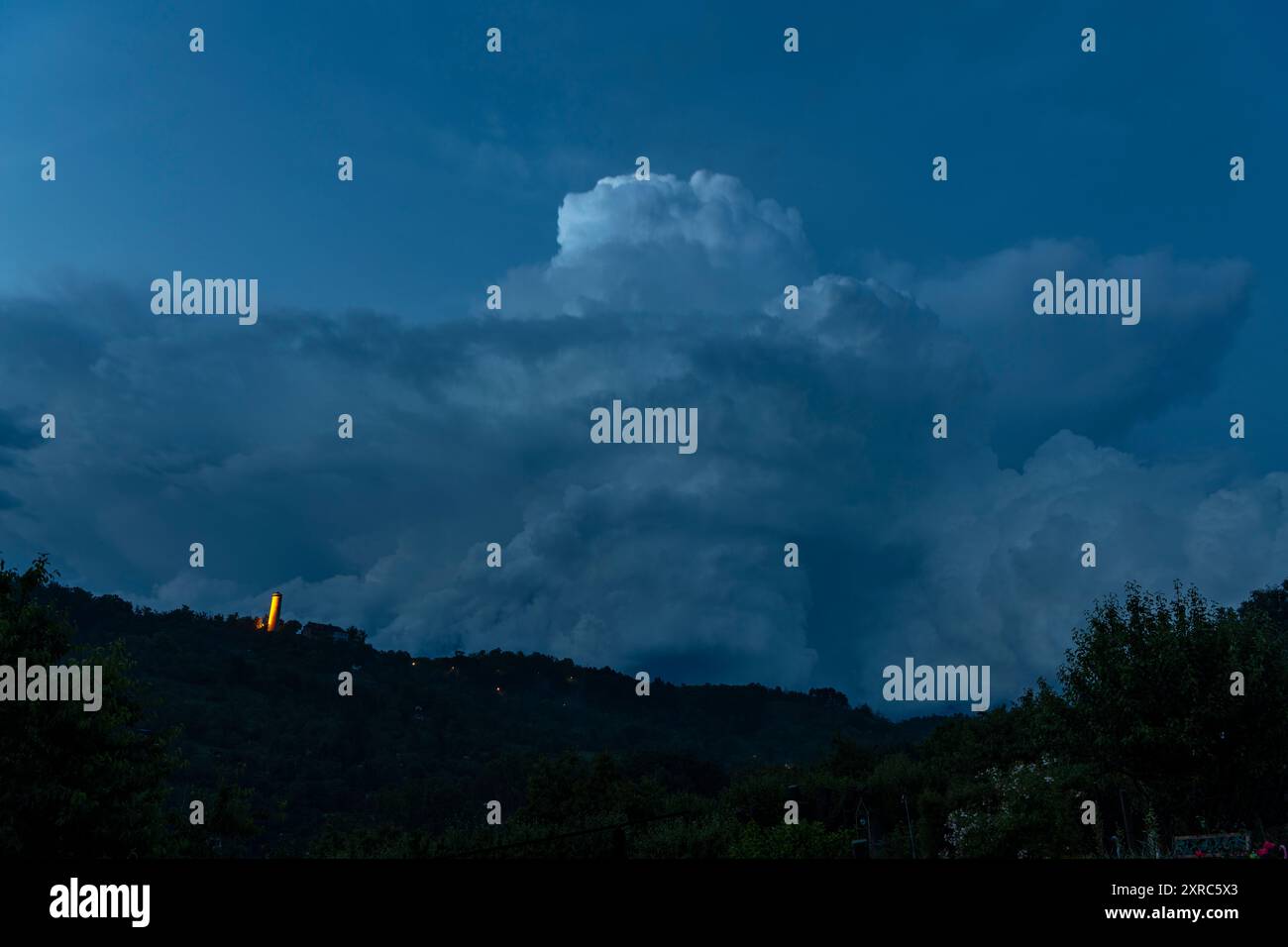 Supercell with heavy thunderstorm over Jena in Thuringia. Stock Photo