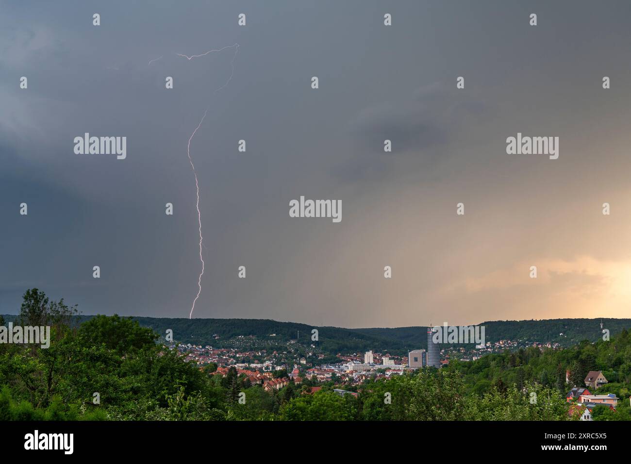 Supercell with heavy thunderstorm over Jena in Thuringia. Stock Photo