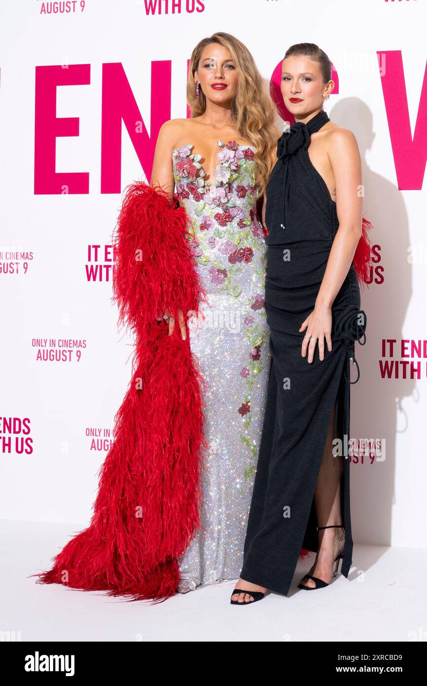 Blake Lively, left, and Isabela Ferrer pose for photographers upon arrival at the UK Gala