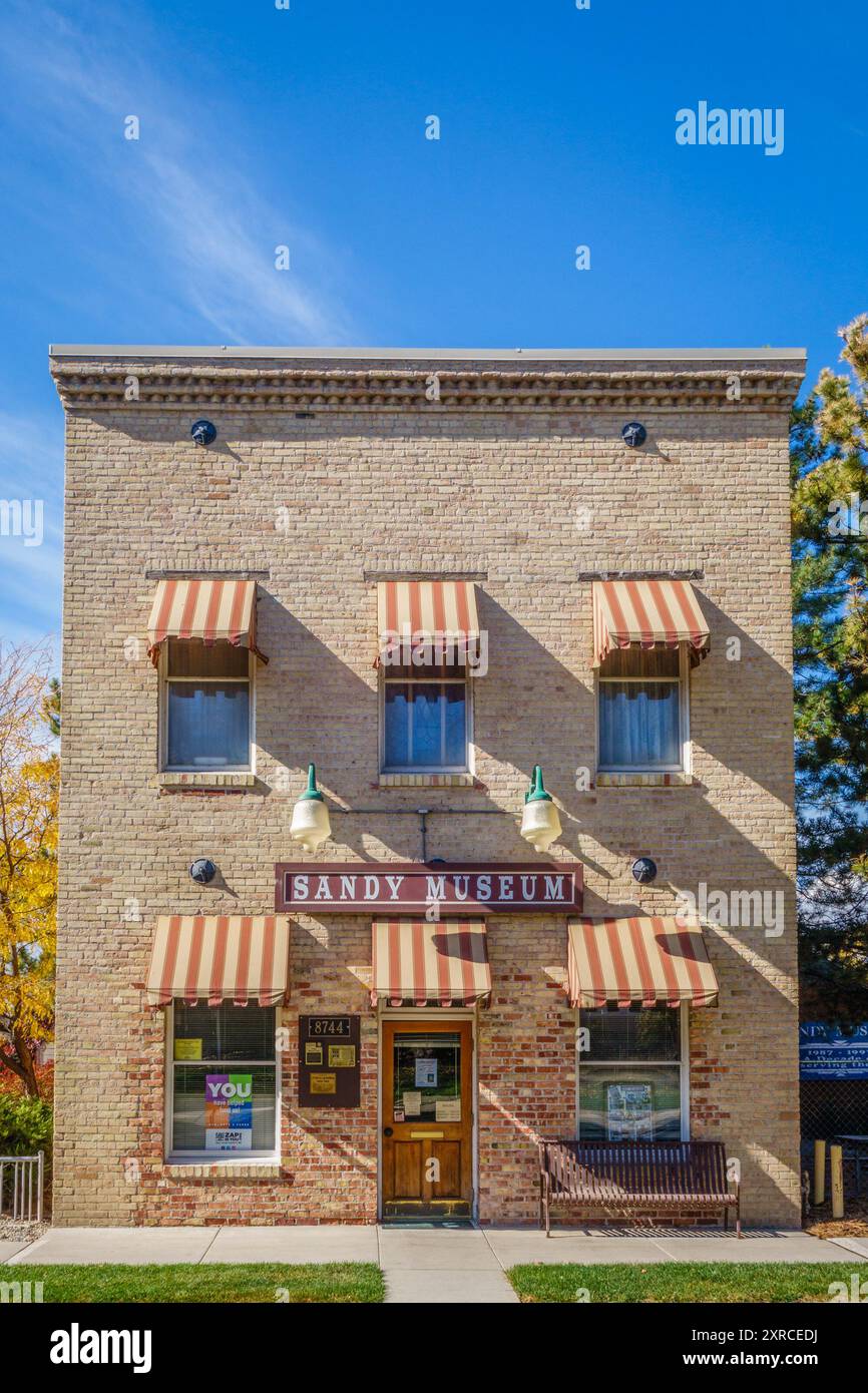 Sandy, UT, US-October 25, 2016: Historic buildings in the 'Historic Sandy' district on the outskirts of Salt Lake City. Stock Photo