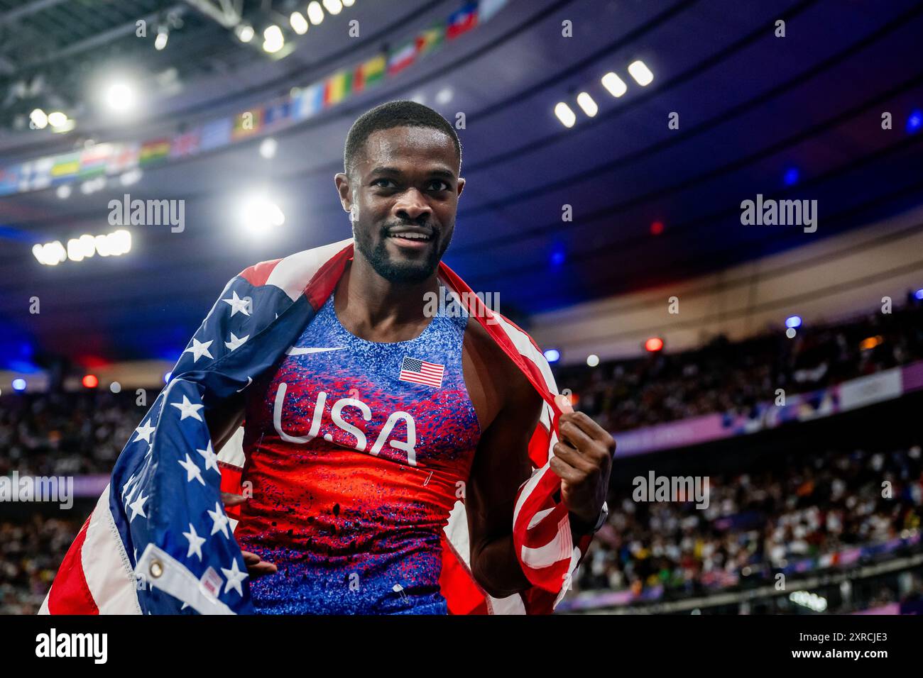 Rai Benjamin of, USA. , . celebrates after men's athletics 400 meter ...