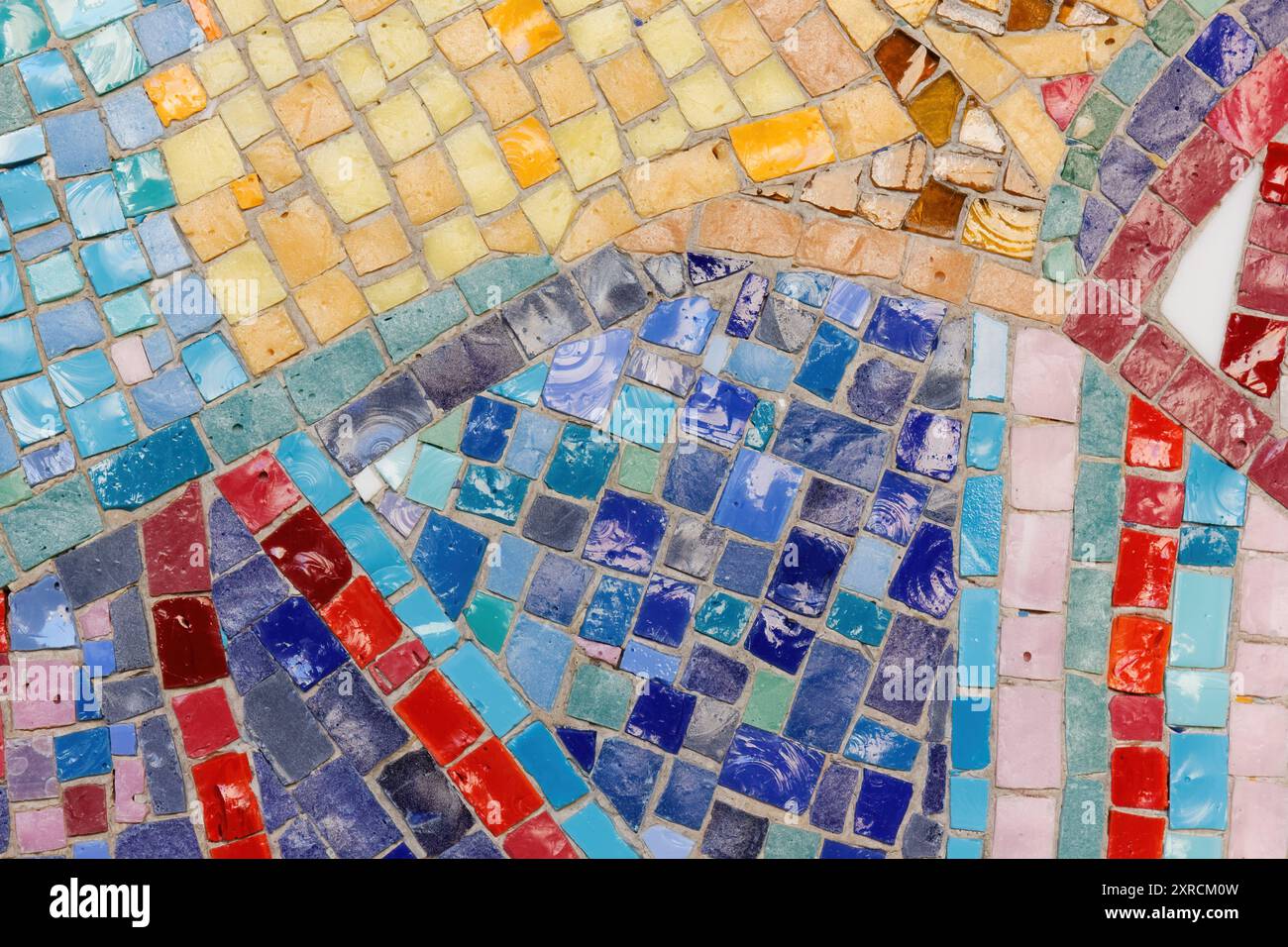 Beautiful abstract pattern created by an extreme close-up of the multi-colored tiles of a mosaic Stock Photo