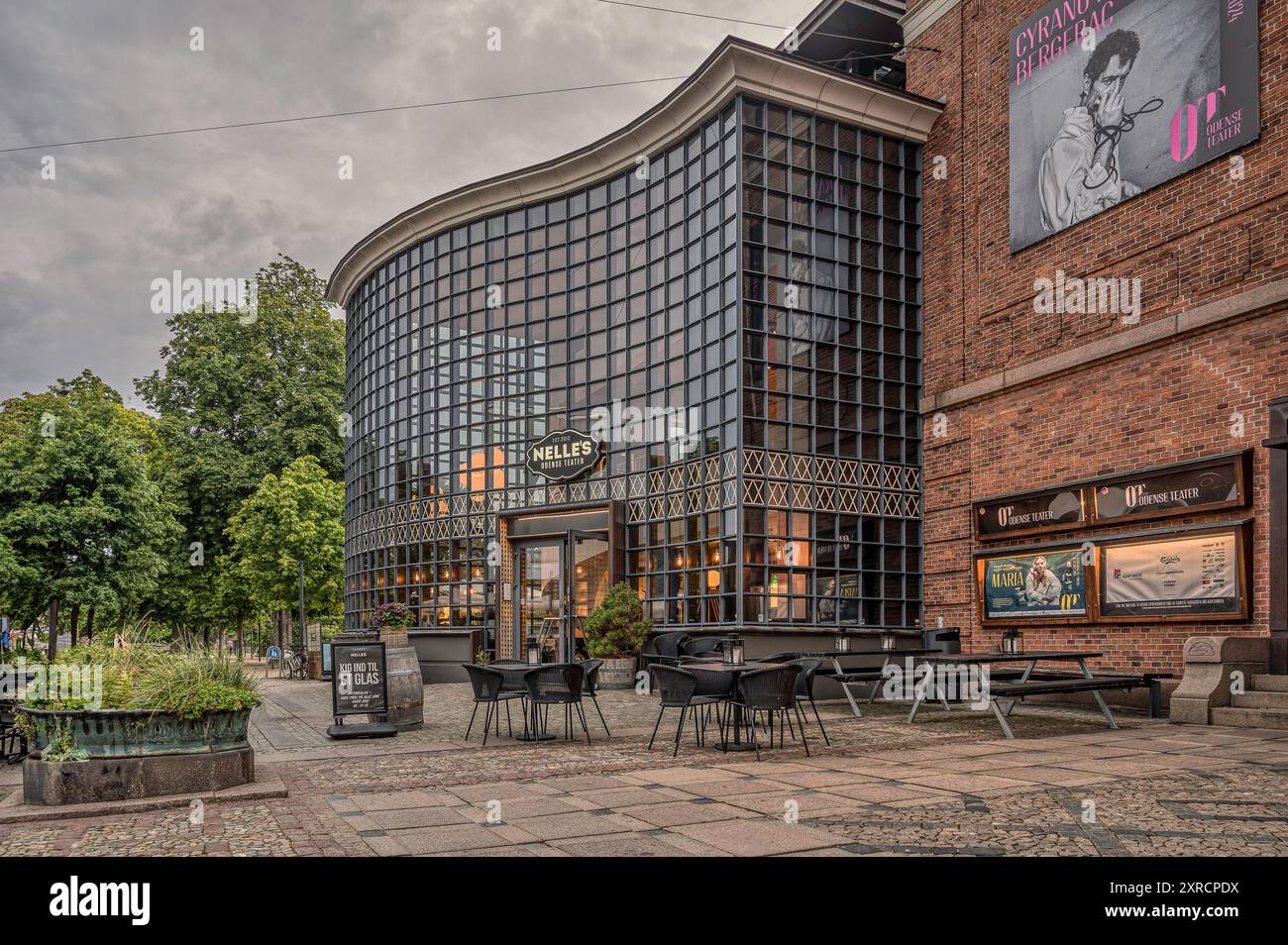 Nelle´s Café  in Odense in the atmospheric evening light, Denmark, August 3, 2024 Stock Photo