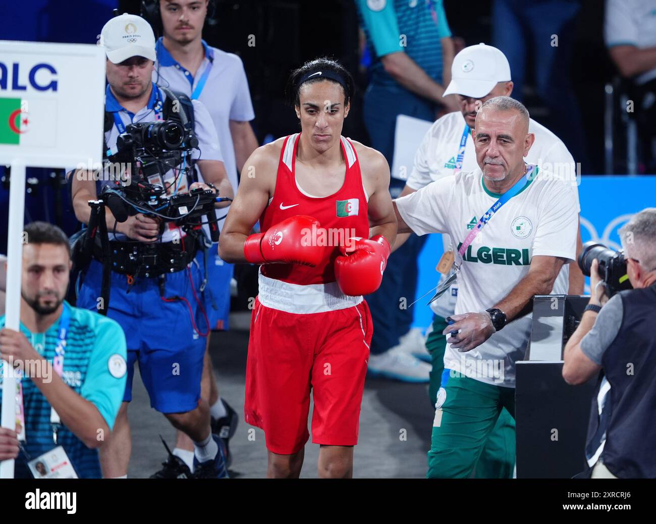 Algeria’s Imane Khelif before her bout against China’s Liu Yang during