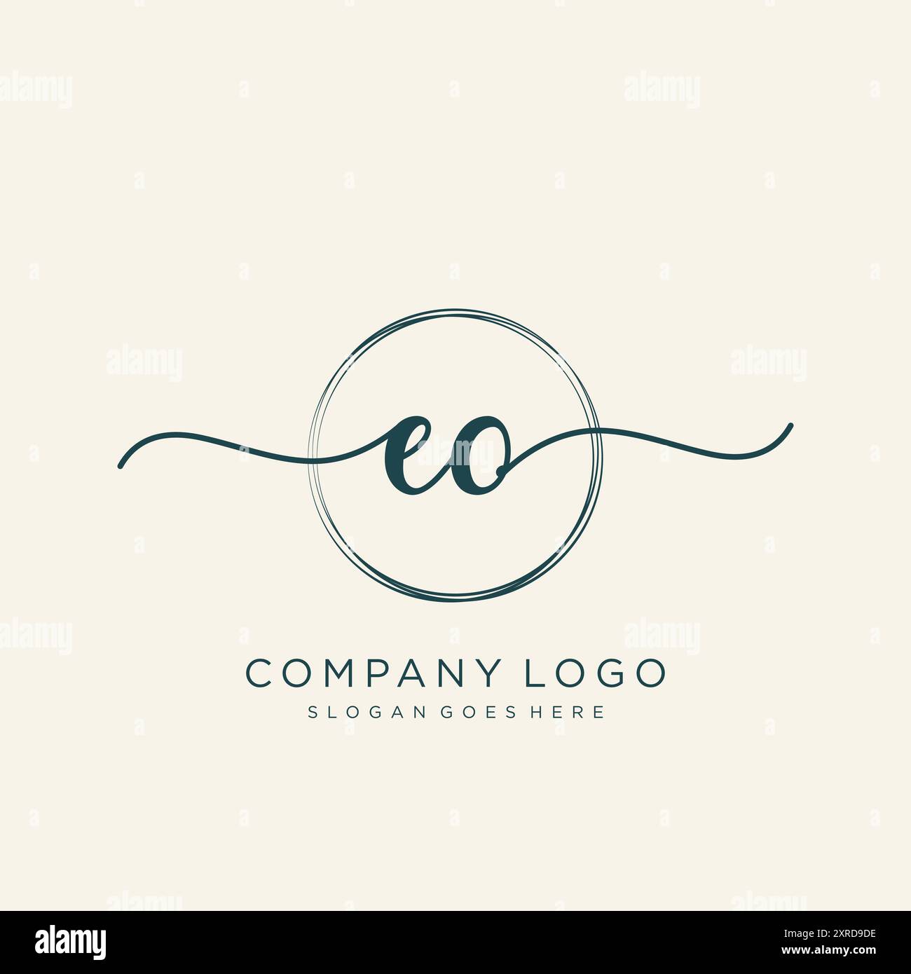 EO Initial Handwriting Logo Design Stock Vector