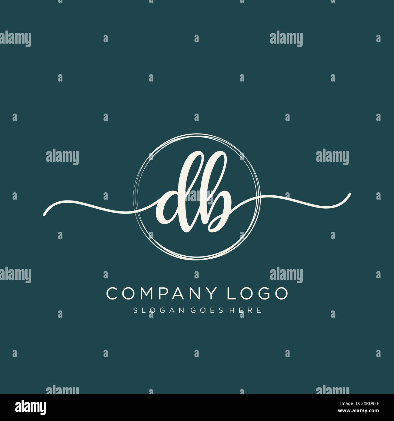 DB Initial Handwriting Logo Design Stock Vector