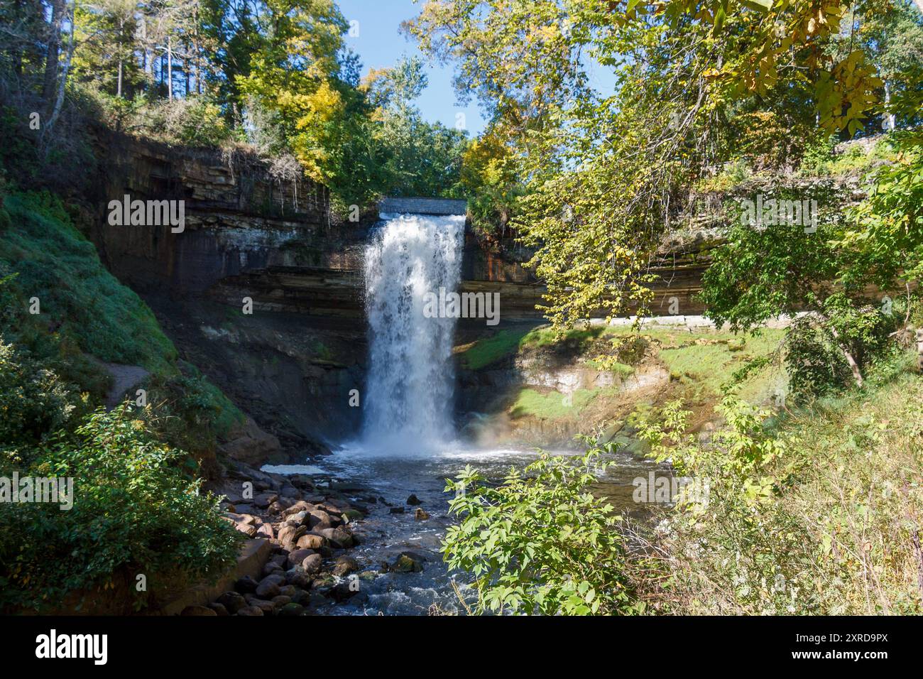 The Minnehaha falls at Minnehaha Regional Park in Minneapolis