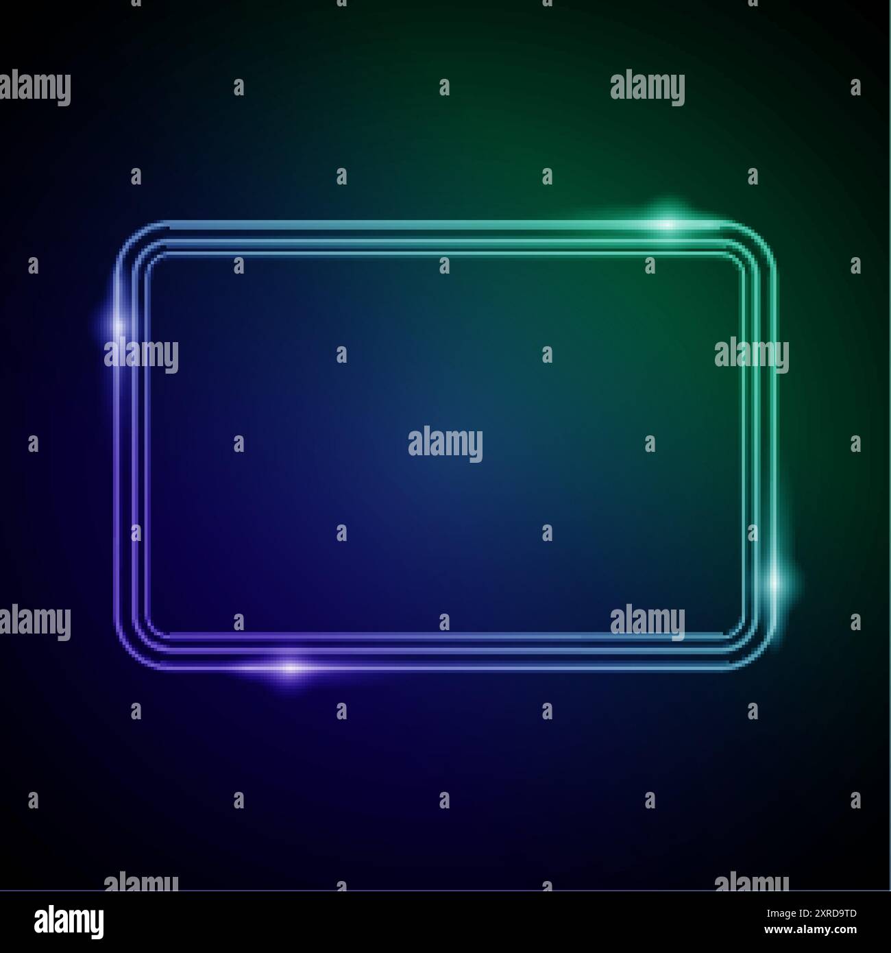 Neon Frame with Glow, and Sparkles. Electronic Luminous Square Frame in ...