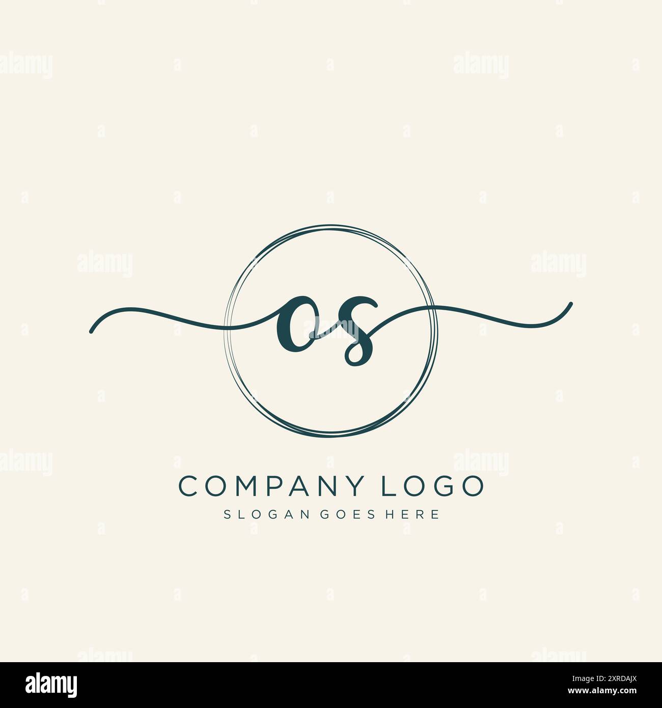 OS Initial Handwriting Logo Design Stock Vector