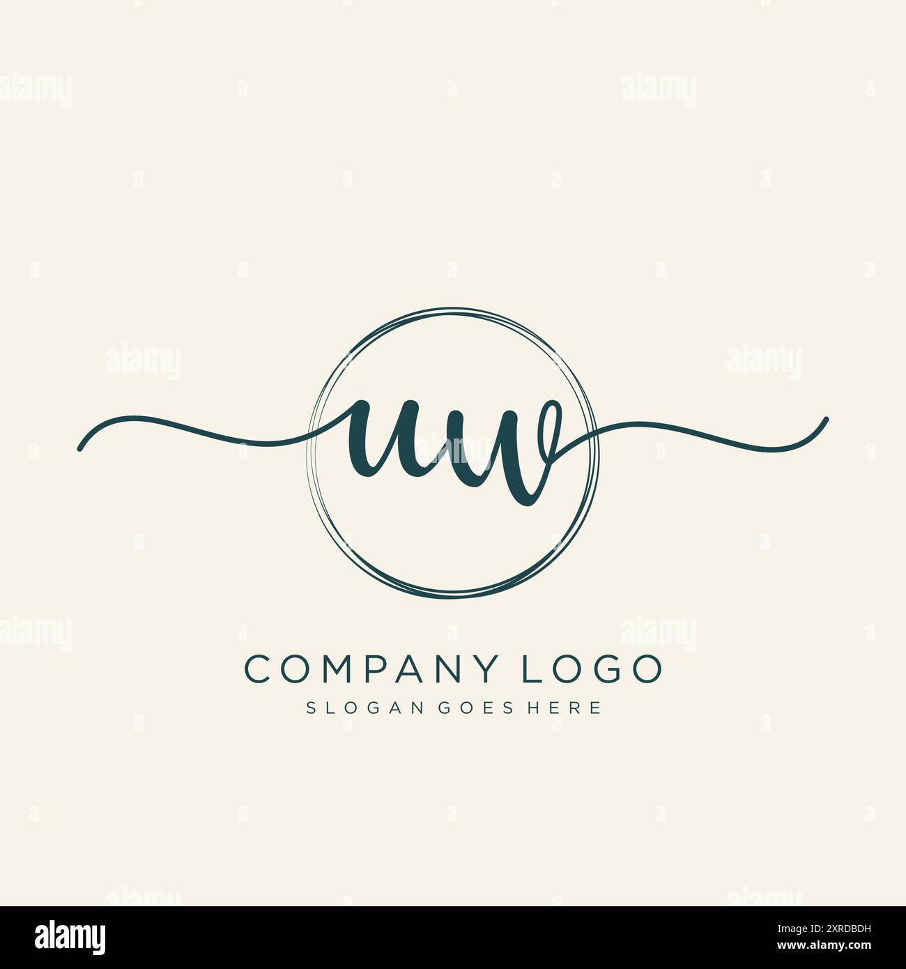 UW Initial Handwriting Logo Design Stock Vector