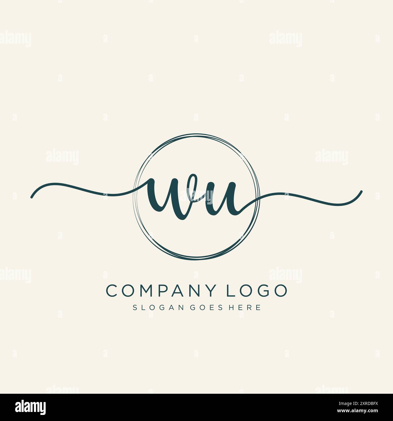 WU Initial Handwriting Logo Design Stock Vector