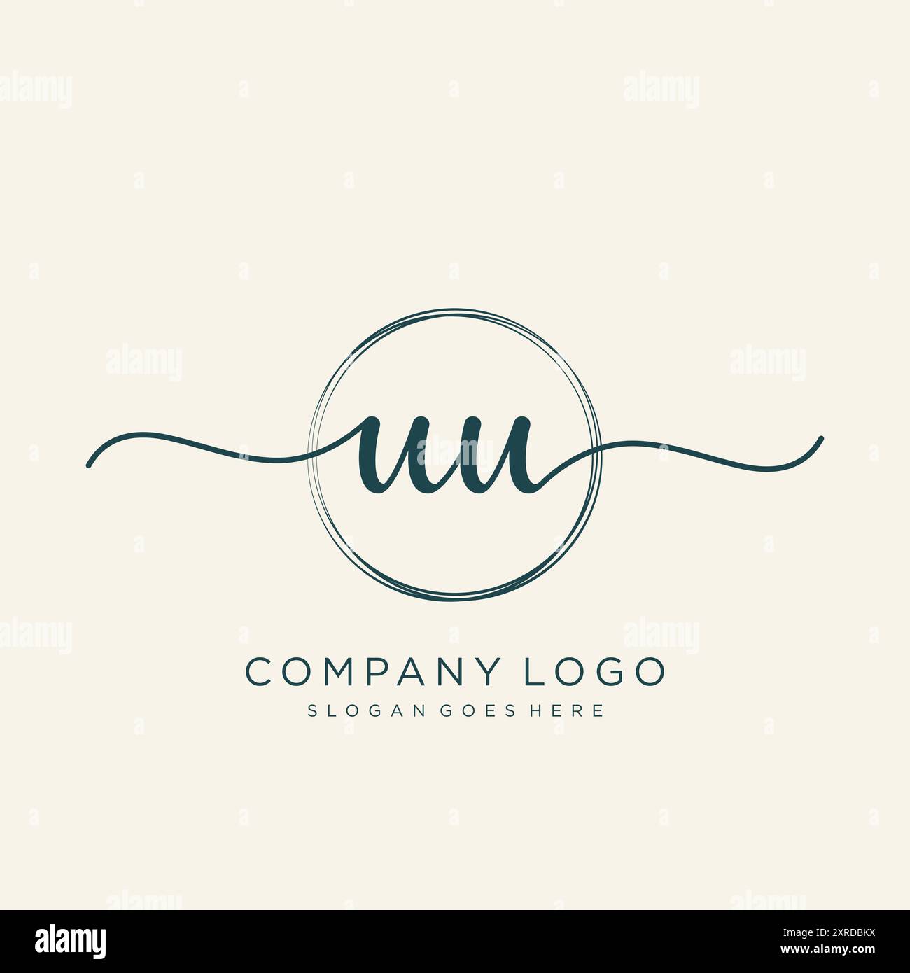 UU Initial Handwriting Logo Design Stock Vector