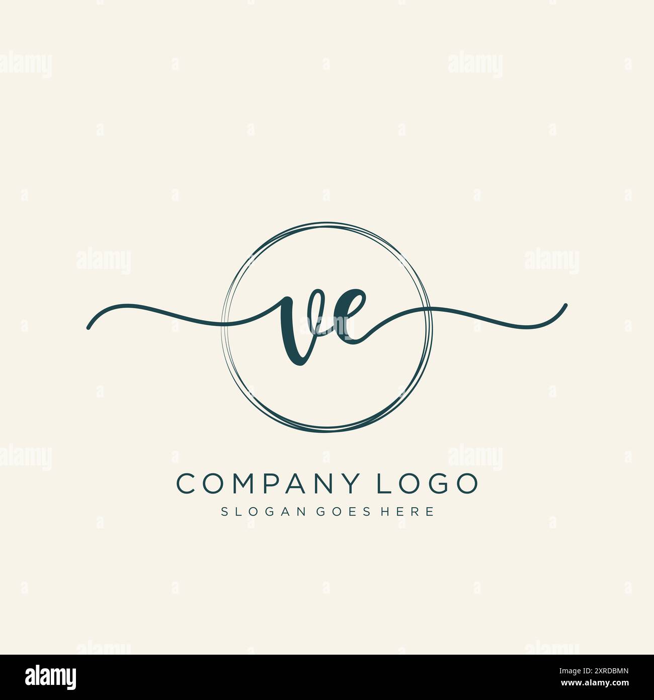VE Initial Handwriting Logo Design Stock Vector